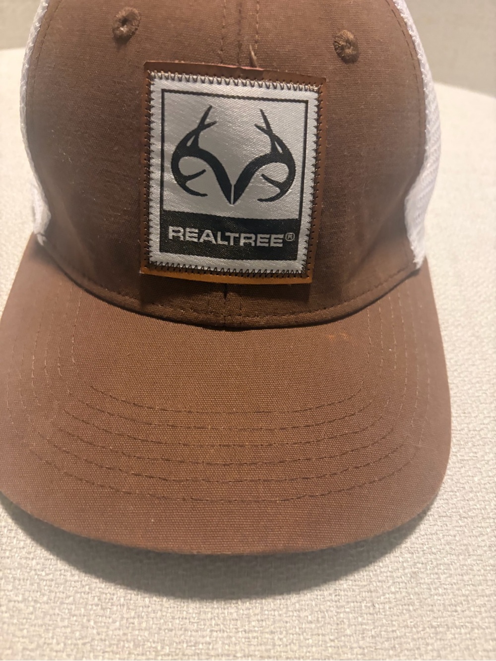 Realtree Brown and White Mesh Patch Cap